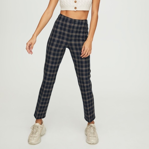 Aritzia Pants - Aritzia Sunday Best Freshman  Check Pant Plaid Slim Leg Trousers High Rise Waist